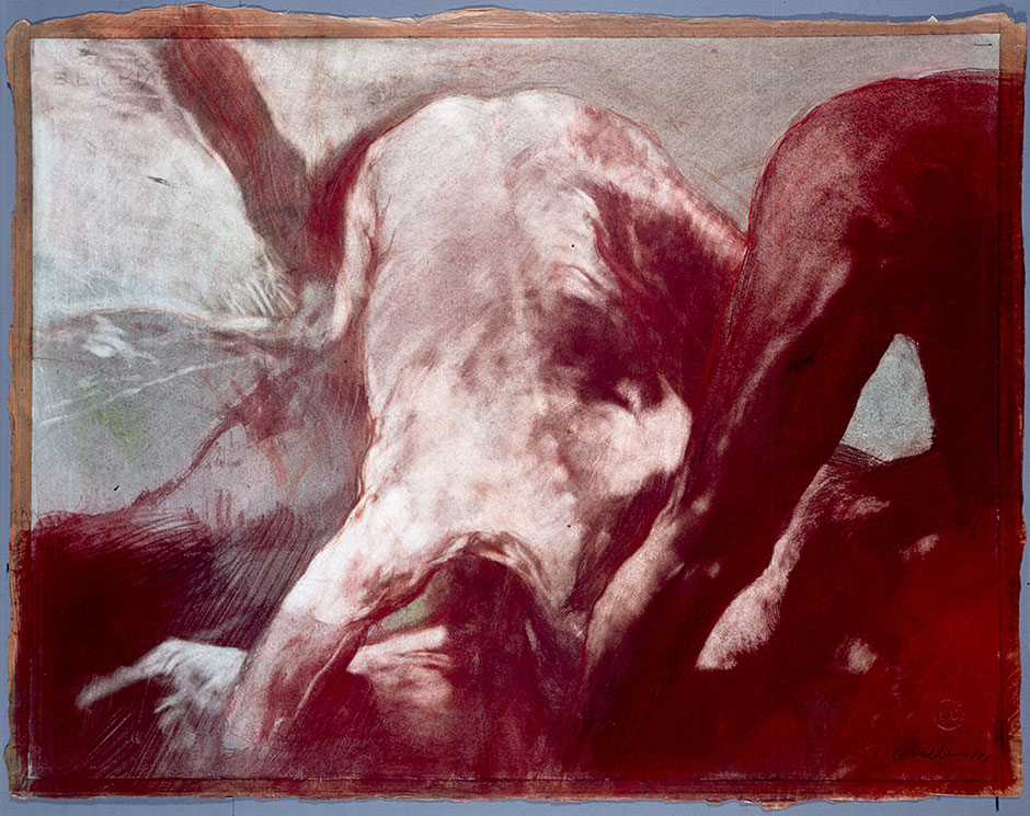 Luis Caballero. Sin Título, 1988 - Pigmentos de óleo, pastel y sanguina sobre papel - 49 X 64 cm
