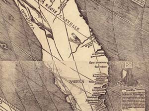 Detalle del Mapa de Martin Waldseemüller.