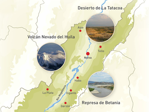 Gilberto Vargas Motta El Huila: su geografía Bogotá, Editorial Voluntad, 1967.