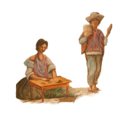 Cigarrera y muchacho vendedor de tabacos