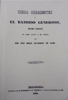Portada de la obra  Diego Corrientes o el bandido generoso,