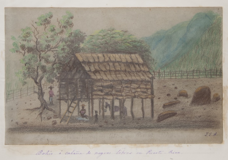 Bohío o cabaña de negros libres en Puerto Rico