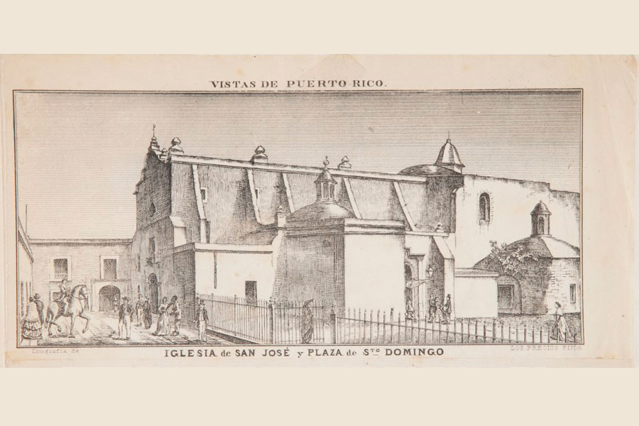 Vistas de Puerto Rico. Iglesia de San José y plaza de Santo Domingo