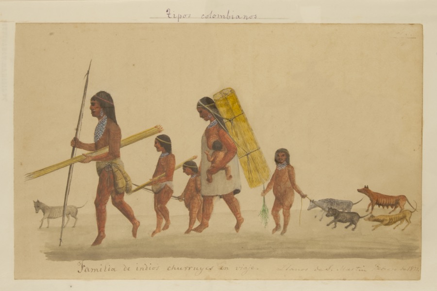 Familia de indios churruyes en viaje