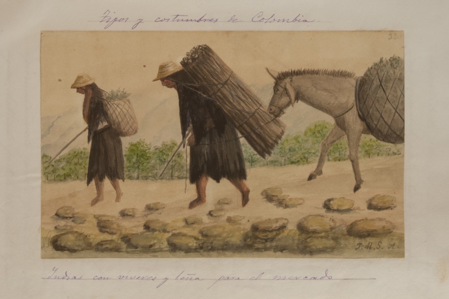 Indios con víveres y leña para el mercado