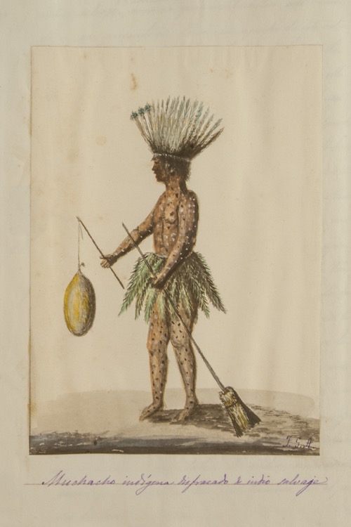 Muchacho indígena disfrazado de indio salvaje