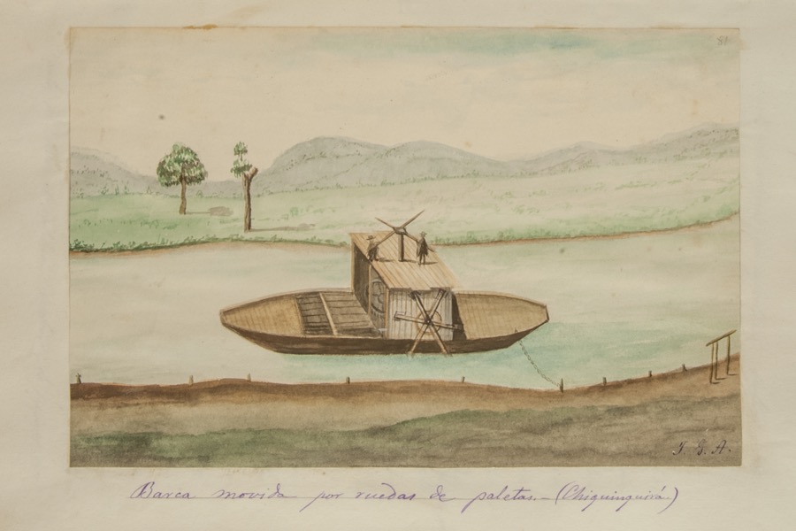 Barca movida por ruedas de paletas