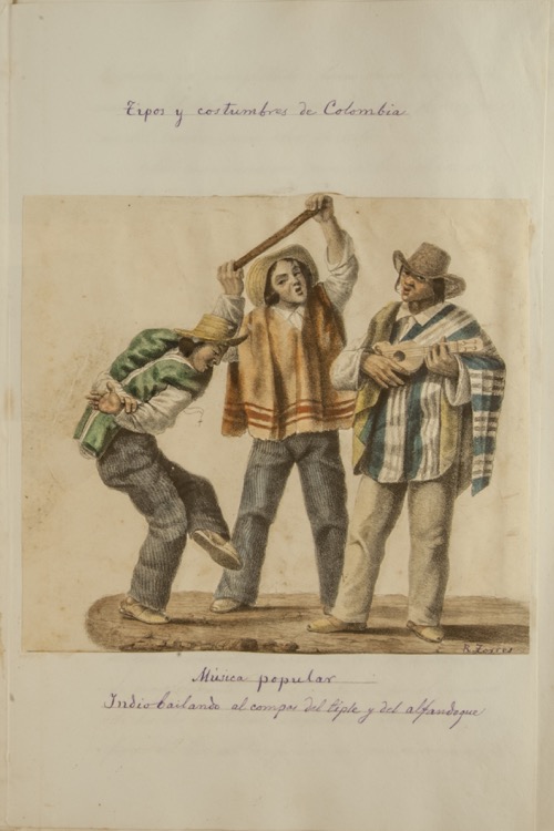 Música popular. Indio bailando al compás del tiple y del alfandoque