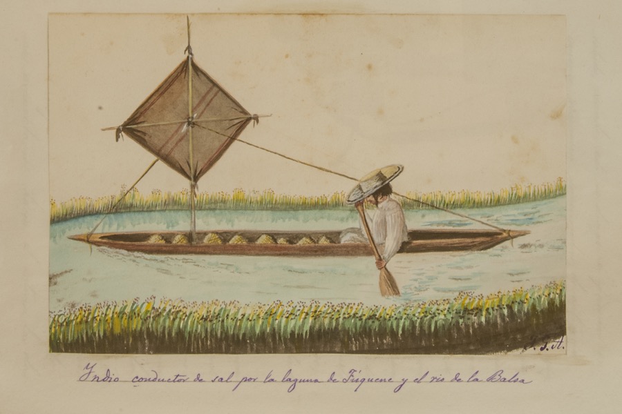 Indio conductor de sal por la Laguna de Fúquene y río de La Balsa