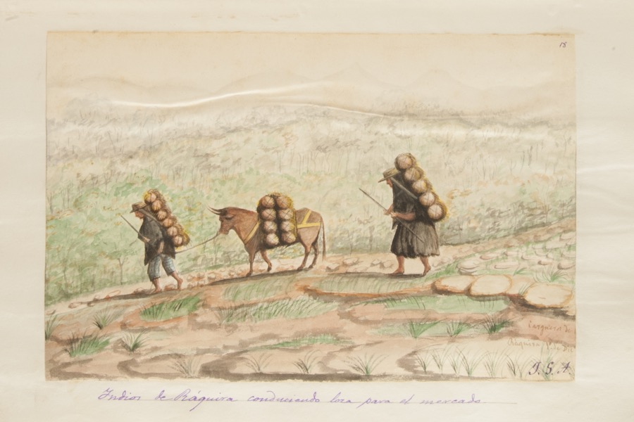 Indios de Ráquira conduciendo loza para el mercado