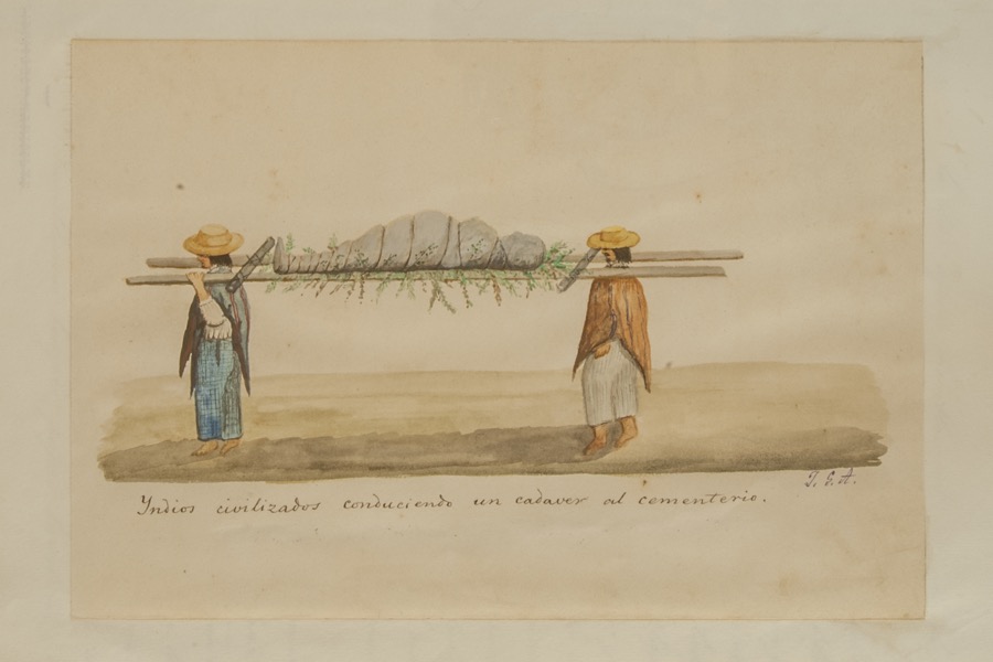 Indios civilizados conduciendo un cadáver al cementerio