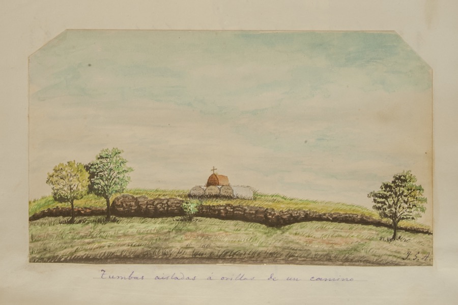 Tumbas aisladas a orillas de un camino