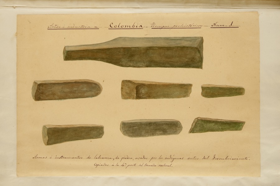Armas e instrumentos de labranza, de piedra, usados por los indígenas antes del Descubrimiento