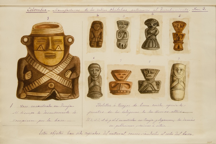 Vaso encontrado en Tunja. Idolillos o tunjos de barro cocido