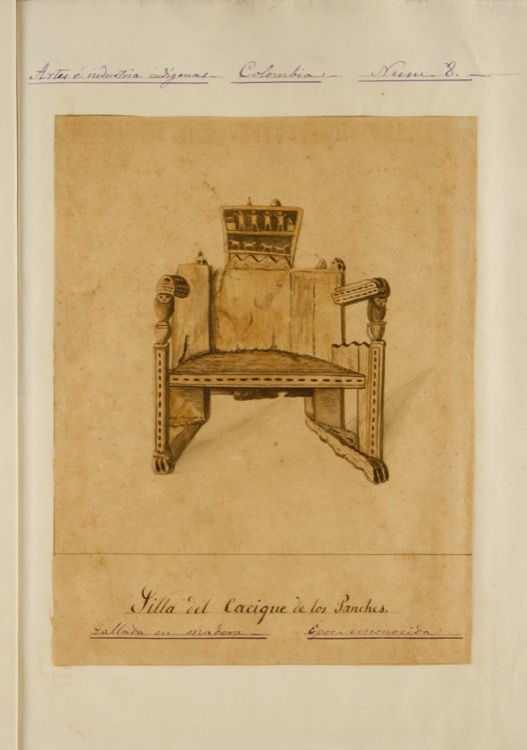 Silla del cacique de los panches tallada en madera