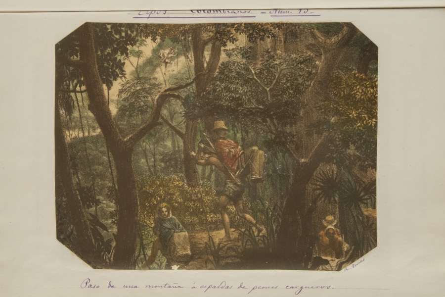 Paso de una montaña a espaldas de peones cargueros