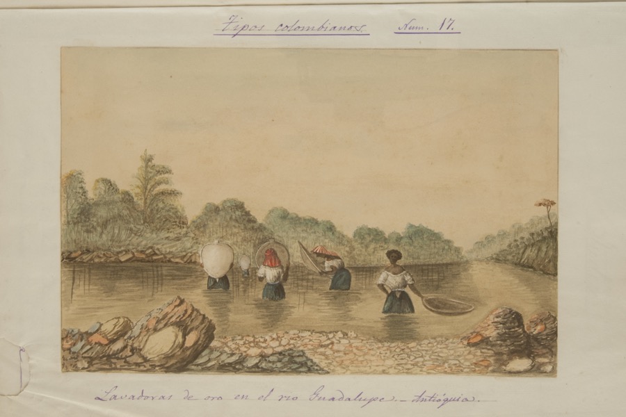 Lavadoras de oro en el río Guadalupe. Antioquia