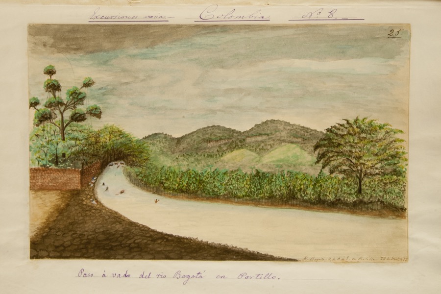 Paso a vado del río Bogotá en Portillo