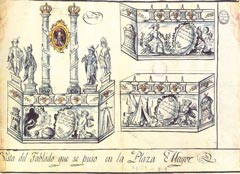 Vista  del tablado que se puso en la Plaza Mayor de San Bartolomé de Honda